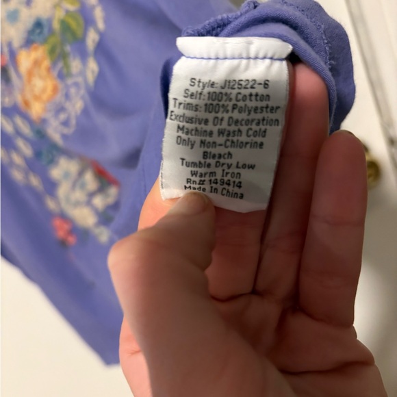 Johnny Was light purple Josephine relaxed Floral Embroidered Short Sleeve Top - Picture 8 of 10